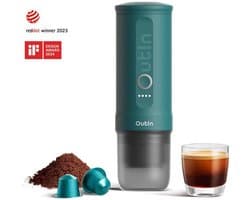 Outin - Draagbare Elektrische Espressomachine | Koffiezet apparaat voor Onderweg | Capsules & Gemalen Koffie | Portable Espresso Machine | Snelle Waterverwarming | 20 bar | Draagbare Koffiemachine | Reis & Camping Koffiezetapparaat | 12 volt