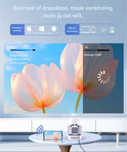 Draagbare Mini Beamer 4K/8K Ondersteuning – Android 14 Projector met WiFi 6 & Bluetooth 5.4 – 8000 Lumen HD Thuisbioscoop – Compacte Smart Beamer voor Film & Gaming — thumbnail 4