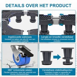 Verstelbare Apparaten Onderstel – Verplaatsbare Wasmachine & Koelkast Bodemplaat – 8 Poten, 4 Dubbele Wielen met Rem – Draagkracht 400KG – Huishoudelijke Elektronica Steun — thumbnail 2