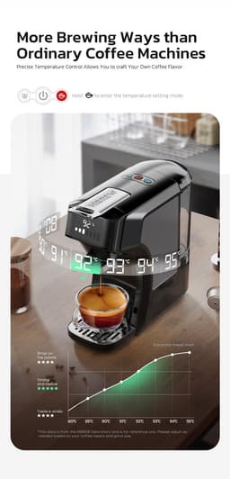 HIBREW H1C Pods koffiemachine - 20 bar hogedruk-extractie - warm/koud zetten - 7-traps waterinstelling - compatibel met NSDG - Zwart — thumbnail 3