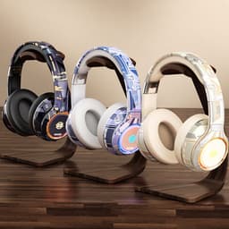 NAXSIR Over-Ear Bluetooth-hoofdtelefoon met RGB-verlichting, kaartlezer, ruisonderdrukking, Bluetooth 5.3, draadloze hoofdtelefoon — thumbnail 3