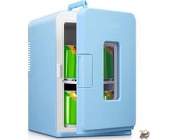2 in 1 Mini Koelkast 15L - Compacte Koelkast met Koel en Verwarmfunctie - Draagbare Mini Fridge DC en AC - Kleine Koelkast voor Auto Kamer en Kantoor - Stille Energiezuinige Cosmetica en Dranken Koelkast - Mini Koelkast - Mini Koelkasten Voor Drinken