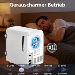Glitzerlife - Mini Koelkast 4L - Draagbare koelkast 12V 230V - Stil 25dB - Thermo-elektrische koeling tot 18°C onder omgeving - ideaal voor auto, kamer, camping, camper, kantoor en reizen - Wit — thumbnail 5