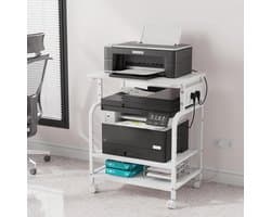 Mobiele Printertafel met Stopcontact en USB-C Oplaadpunt - Verstelbare Planken voor 3D-printer en Laserprinter