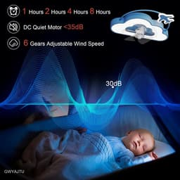 Kinderslaapkamer Plafondventilator met Verlichting, LED, Dimbaar en Afstandsbediening — thumbnail 5