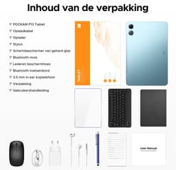 POCKAM P13 Tablets - 48 GB RAM 128 GB ROM - 13,4 inch 2,4K 120 Hz - Android 16 - Gemini AI - 12000 mAh/18 W - Face ID - Widevine L1 - 13 MP + 8 MP camera - Dubbele luidsprekers - Tablet met toetsenbord en pennenhouder - Blauw — thumbnail 4