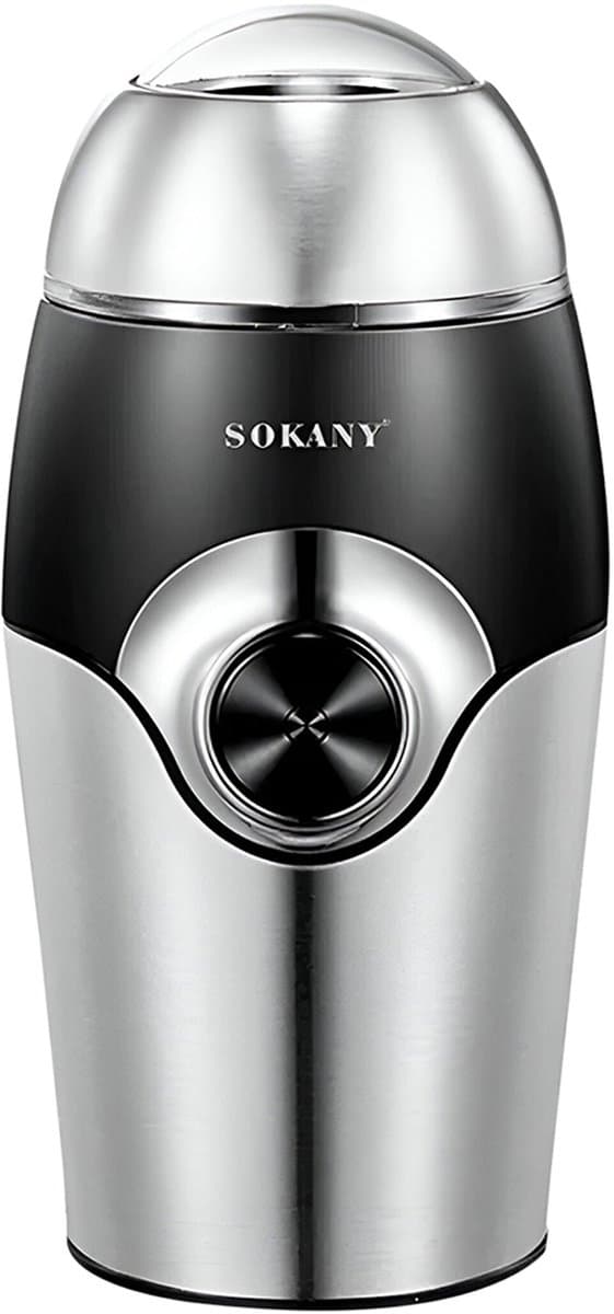 Sokany, Elektrische Koffiemolen 150W Capaciteit 50g, Zwart / Zilver — afbeelding 1