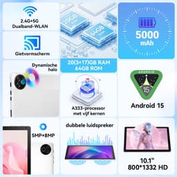 Hotlight A10 - Android 15 Tablet - 10.1 inch - 20(3+17)GB RAM/64GB ROM– 5000mAh - Wit — thumbnail 6