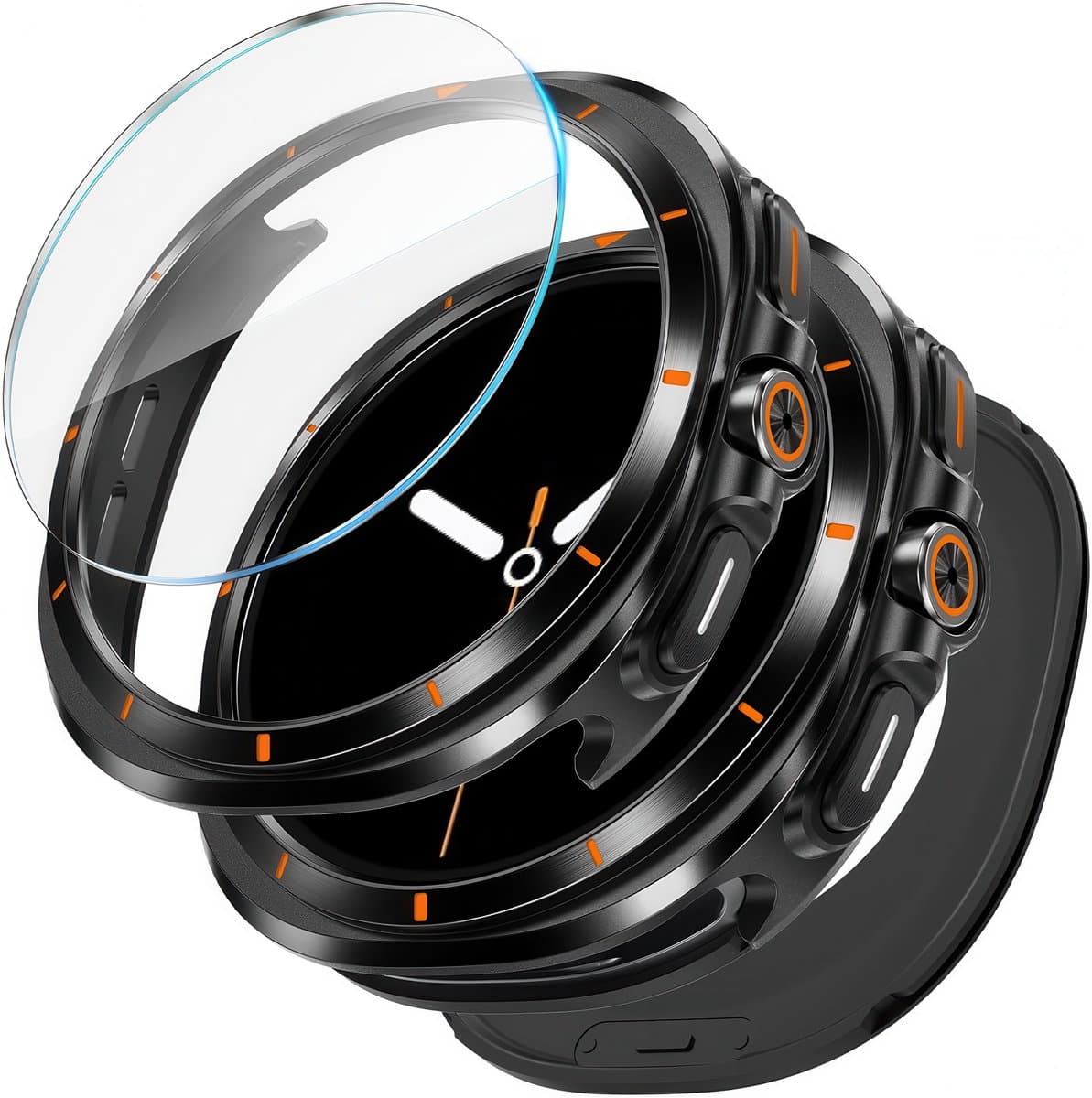 YONO Armor Case geschikt voor Samsung Watch 8 40mm - Screen Protector - RVS Hoesje - Zwart — afbeelding 1