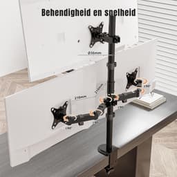 SCH® Monitor Arm 3 Schermen - Monitor Arm - Zwart - 44cm x 16cm x 17cm — thumbnail 2