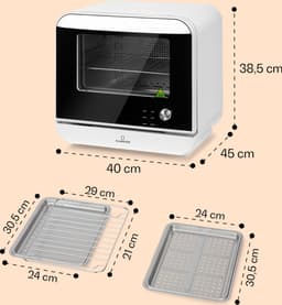 Klarstein 18 L Heteluchtfriteuse, Airfryer met Stoom- en Droogfunctie, Snelle XXL Heteluchtfriteuse, Timer, 10 Programma’s, Airfryer voor Heteluchtfrituren, 2450 W Heteluchtfriteuse zonder Vet — thumbnail 3