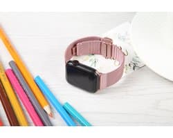 By Qubix - Geschikt voor Apple Watch bandje - Milanese bandje met vouwbare magneetsluiting - Rosé goud - Geschikt voor Apple Watch 38 mm / 40 mm / 41 mm / 42 mm - Smartwatch bandje - iWatch milanees - smartwatchbandje