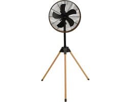 A-Flow Tripod Woodlook Driepoot Ventilator - Staande Statiefventilator Houtlook - Zelfdraaiend - Verstelbaar - 3 Windsnelheden — afbeelding 1