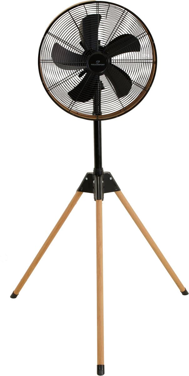 A-Flow Tripod Woodlook Driepoot Ventilator - Staande Statiefventilator Houtlook - Zelfdraaiend - Verstelbaar - 3 Windsnelheden — afbeelding 1
