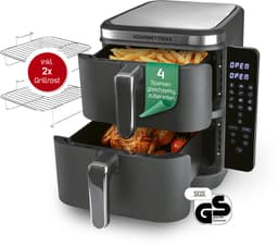 GOURMETmaxx FryUp Verticale heteluchtfriteuse met dubbele kamer, verticale airfryer, inklapbaar touchscreen, 32% ruimtebesparend, inhoud 10 liter, heteluchtfriteuse, 2 kamers — thumbnail 1