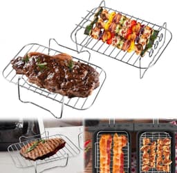 2-Pack Airfryer Rek voor Dual Zone Air Fryer - Dehydrator Rekken - Roestvrij Staal - Airfryer Accessoires — thumbnail 8