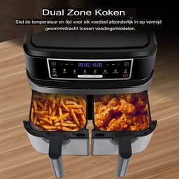Mini oven - Grill rooster - Bakplaat - Airfryer - Voor Gezinsmaaltijden en Efficiënt Koken - 6-in-1 Slim Design met Dubbele Manden - 10 QT, Ruimtebesparend — thumbnail 7