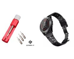 Strap-it Titanium band + Toolkit - geschikt voor Garmin Fenix 5x (Plus) / Fenix 6x (Pro) / Fenix 7x (Pro - Solar - Sapphire) / Fenix 8 - 51mm / Enduro 1-2-3 / Quatix 6x-7x - Quickfit 26mm band voor Garmin smartwatches - Horlogeband - zwart