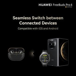 HUAWEI FreeBuds Pro 4 Zwart – Dual Driver True Sound – Stabiele & Heldere Gesprekken tot 100 dBi Omgevingsgeluid – Intelligent Dynamic ANC – 33 Uur Luisterplezier op één Volledige Oplading – Naadloze Schakeling tussen iOS & Android Apparaten — thumbnail 5