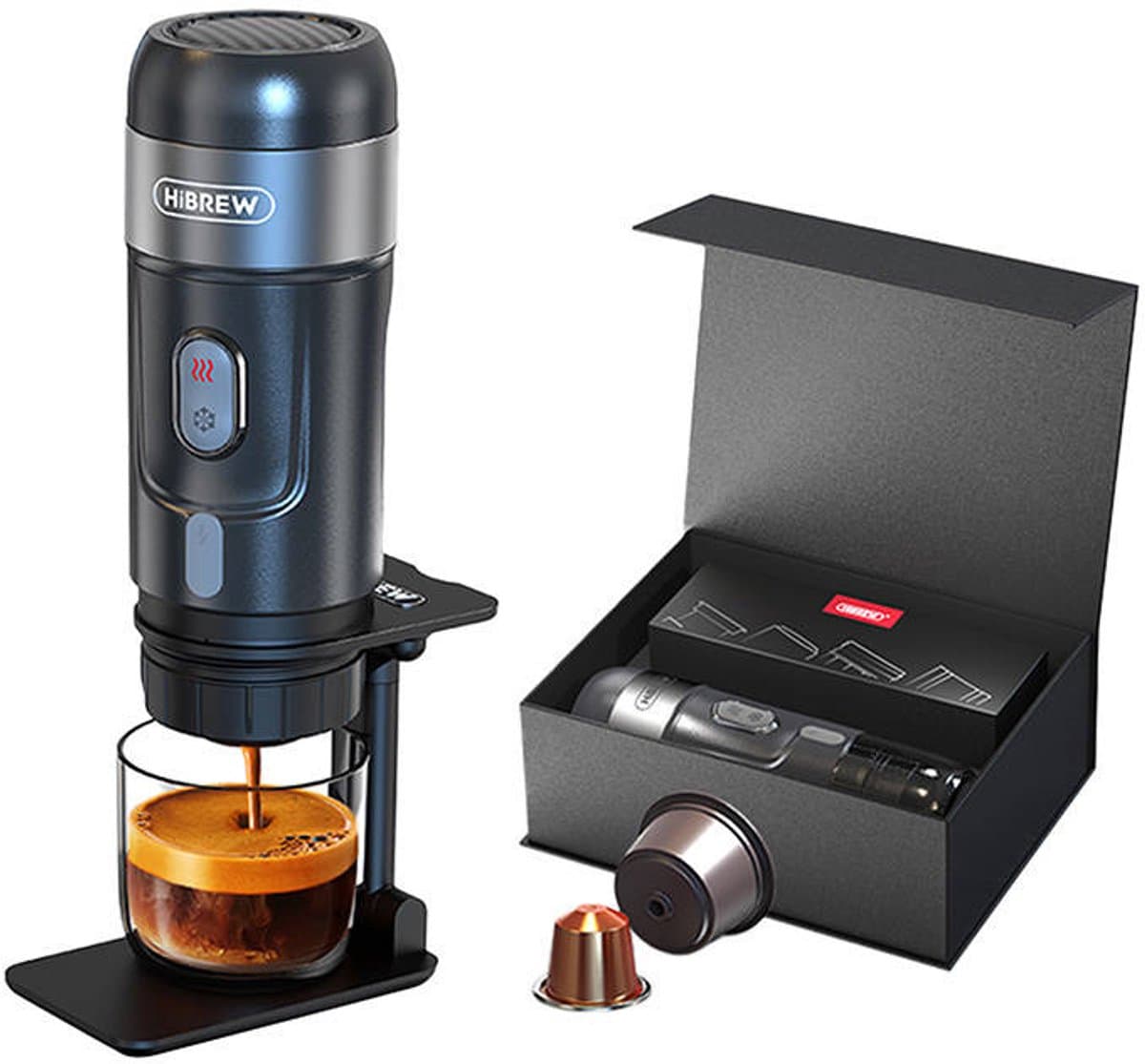 HiBREW H4A Premium Draagbare Espresso Machine – 3-in-1 Koffiemachine – Geschikt voor Nespresso, Dolce Gusto & Gemalen Koffie – 15 Bar – Wit — afbeelding 1
