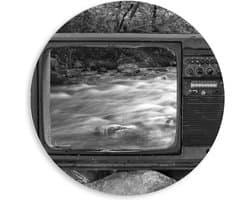 KuijsFotoprint - Schilderij - Televisie Stenen Bij Rivier - Zwart En Wit - 80 X 80 Cm