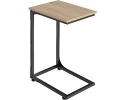 tectake® C-vormige bijzettafel in industrieel design, 30 x 40 x 63 cm, salontafel voor koffie, laptop, bank, bed, woonkamer, slaapkamer, zwart metalen frame (industrieel lichtbruin )