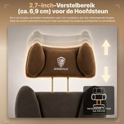 Dowinx Gamingstoel - Ergonomische Bureaustoel - Grote Bureaustoel - Ademende Stof en Flueel - Met Voetensteun en Verstelbare Rug - Bureaustoel Gaming chair - Bruin — thumbnail 2