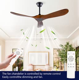 DESMIU Plafondventilator – Stille DC-Motor – 132 cm – Hout en Metaal – Zwart en Donker Walnoot – Afstandsbediening en Tijdschakelaar — thumbnail 3