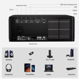 Beamer 1200 ANSI Lumen Zwart - 130W Vermogen - 1920 x 1080 Resolutie - LCD - Voor Thuisbioscoop En Presentaties — thumbnail 5