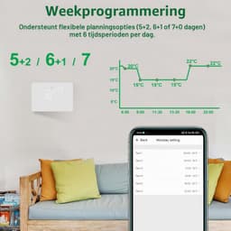Slimme WiFi Thermostaat voor Ketel 5A 220V Compatibel met, Smart Thermostaat Boiler Chronothermostaat Programmeerbare Wit met / APP Bediening, Droog Contact — thumbnail 5