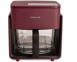 CREATE - 4,2L Glazen Airfryer - Bordeauxrood - AIR FRYER STUDIO CRYSTAL