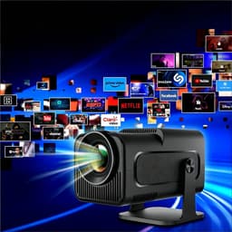 Smart Projector - Draagbare mini-projector – Full HD-projector - Ingebouwde Android TV, Wi-Fi en draaibare luidsprekers – Android 11-projector – Home cinema-projector – Zwart — thumbnail 3