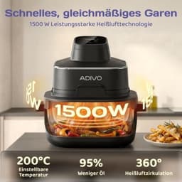 Draagbare glazen Air Fryer heteluchtfriteuse, 4 l/1,5 l, 1500 W, olievrije luchtfriteuse met kijkvenster, glazen kom, 4 modi, zonder coating, vaatwasmachinebestendig — thumbnail 5