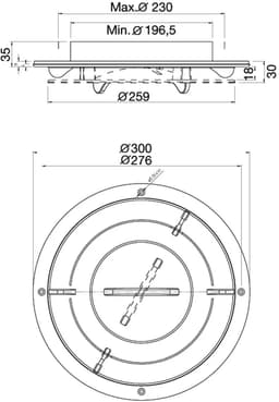 Pegasus Depot Draaiventiel Ø 300 mm Afsluitbaar Plafondventiel voor Dakventilator, Optioneel met Verlichting, Grijs — thumbnail 5