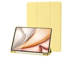 Beschermhoes compatibel met iPad 9 8 7e generatie (10,2 inch, 2021/2020/2019), ondersteunt het opladen van Pencil 2e gen, auto wekker/slaap (geel)