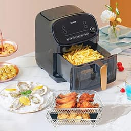 Air Fryer Stacking Rack Accessoires met Silicone Voetjes - Voor Ronde en Vierkante Racks — thumbnail 4