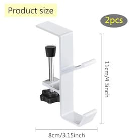 Verstelbare Tassenhouder voor Tafel - 2 Stuks Multifunctionele Zakhaak en Hoofdtelefoonhouder — thumbnail 2