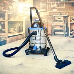 Industriële Stofzuiger - Droogzuiger - Bouwstofzuiger - 1500W - 30 Liter - Roestvrij Staal (RVS) - Sterke Zuigkracht - Alleszuiger voor Nat en Droog - Zilver/Blauw — thumbnail 2