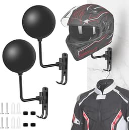 Motorhelm houder voor wandmontage - 180° draaibaar met dubbele haak — thumbnail 1