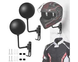 Motorhelm houder voor wandmontage - 180° draaibaar met dubbele haak
