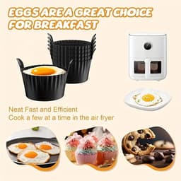 6-stuks Airfryer eivorm - Airfryer accessoires - Siliconen eierdopjes - Airfryer siliconen vormpjes - Cake bakvormpjes - Anti-aanbak Airfryer accessoires - Geschikt voor eieren, cupcakes, muffins, puddingen, eierpasteitjes - Grijs — thumbnail 7