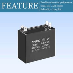 450V AC 8uF Ventilator Condensator voor Elektrische Apparaten - CBB61 Dubbele Inlaat — thumbnail 5