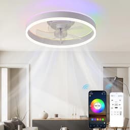 Plafondventilator met Verlichting en Afstandsbediening – Moderne Slaapkamer Ventilator met RGB Dimbare LED en Stil Design — thumbnail 2