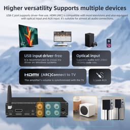HiFi-versterker met hoog/laagdoorlaatfilter en Bluetooth 5.0 - 2.1-kanaal systeem — thumbnail 4