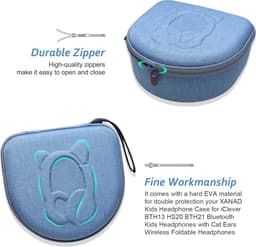 Tas voor Draadloze Over-Ear Koptelefoons voor Kinderen - Blauw — thumbnail 3