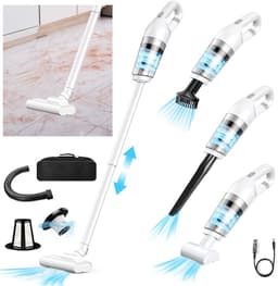 Wishdor 2-in-1 Draadloze Steelstofzuiger & Handstofzuiger (Kruimeldief) - 10.000 Pa - 120W - Inclusief Accessoires - Voor Auto en Huis - Wit — thumbnail 2