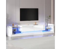 STILVORA TV Meubel - Vorm 181x38x38 cm - Moderne TV Tafel Met LED En Twee Klapdeuren - Voor Grote Televisies - Hoogglans Hout - Zwart