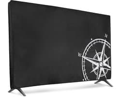 Beschermende TV Hoes voor 43 inch - Vintage Kompas Design in Wit/Zwart - Ideaal voor Binnengebruik