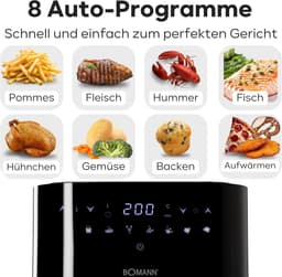 Airfryer 5 Liter met 8 Programma's en LED Display Zwart RVS — thumbnail 6