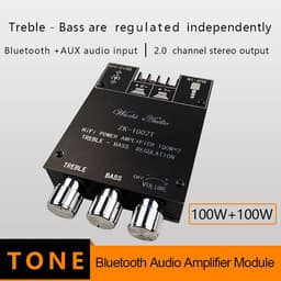 Krachtige Bluetooth 5.0 Stereo Versterker Bord 2x100W HiFi Audio Module met Bas en Treble Regeling — thumbnail 4